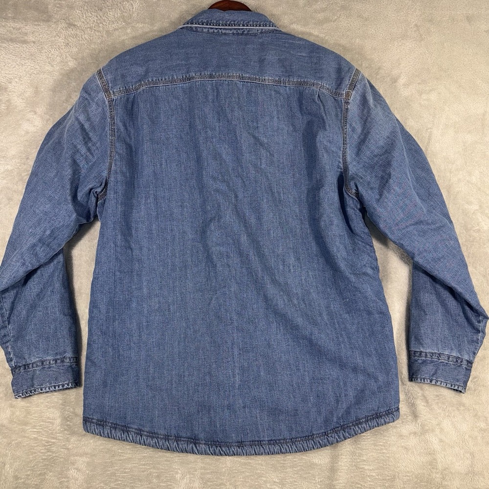 LL Bean 1912 Heritage Sherpa Lined Denim Shirt Jacket Men's Med Snap Up Shacket - Picture 10 of 15